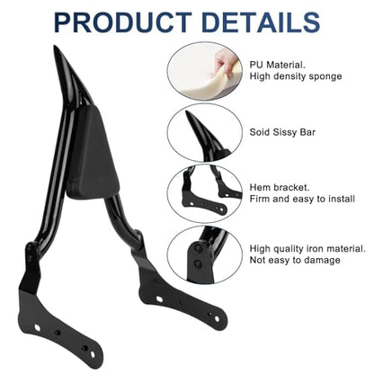 25" Rear Passenger Backrest - PSLER Vulcan S650 Sissy Bar Detachable Sissy Bar with Pad for Vulcan S EN 650 VN650 S650 650cc 2015-2024
