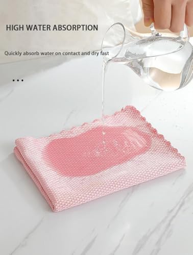 Fish Scale Microfiber Cleaning Cloth Steak Free Glass Window,Car,Mirror,Screen,Windshield, Lint-Free Shower Stainless Steel Cleaner Cloths, Drying Polishing Dish Kitchen Towels, 8 Pack, 15.7"x11.8"