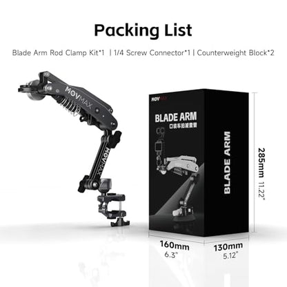 MOVMAX Blade Arm Bike Motorcycle Handlebar Mount Stabilizer, Camera Clamp Mount Shock Absorber for DJI Osmo Pocket 4/Pocket 3, Insta 360, GoPro Hero Cameras w Ball Head, Pocket 3 Accessories - style: Motorcycle Clamp Kit