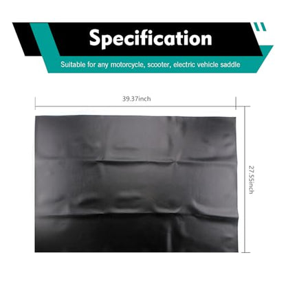 39.37" x 27.56" Motorcycle Seat Cover, Flexible Elastic DIY Motorbike Seat Protector, Durable PU Leather Seat Cushion, Universal for Scooter ATV Motorcycle (Black)