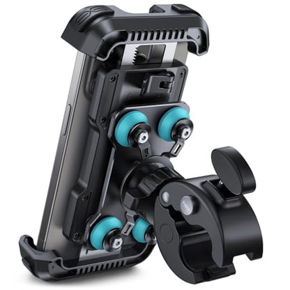 Lamicall Motorcycle Phone Mount Holder - [Dual Vibration Dampener] [Upgrade Handlebar Clip] Motorcycle Cell Phone Holder, Bike Phone Mount, Fit iPhone 16/15/14/13 Pro Max, 4.7-6.7" Phones, Blue - color: Blue