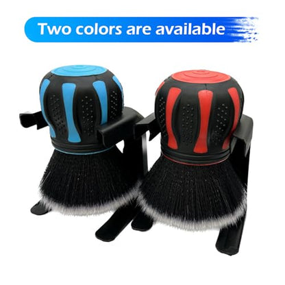 Car Detailing Brush, Ultra Soft Tire Shine Brush with Storage Rack, Interior Cleaning Tool, Universal Beauty Tools for Most Cars (Blue) - color: Blue