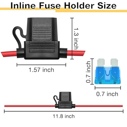2 PCS Inline Fuse Holders 12V, 16 AWG Car Gauge Inline Fuses, Waterproof Fuse Holder with 15A ATC/ATO Standard Blade Fuses for Automotive, Marine, Golf Cart Lighting, Electrical Circuits - size: 2 PCS 16AWG
