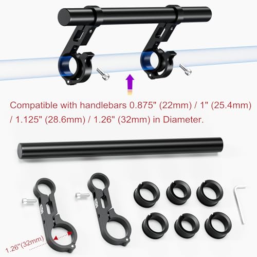 BRCOVAN Handlebar Extender Extensions with 11.81'' Long Cross Bar | Aluminum Alloy Materials, Fit 0.875'' / 1'' / 1.125'' / 1.26'' Handlebars for Bike Bicycle Motorcycle Scooter ATV