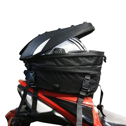 MZS Motorcycle Tail Bag, 38L Expandable Dual Use Helmet Bag Luggage Storage Backpack with Waterproof Rain Cover - Multifunctional Motorbike Rear Seat Bag Accessories - size: 38L