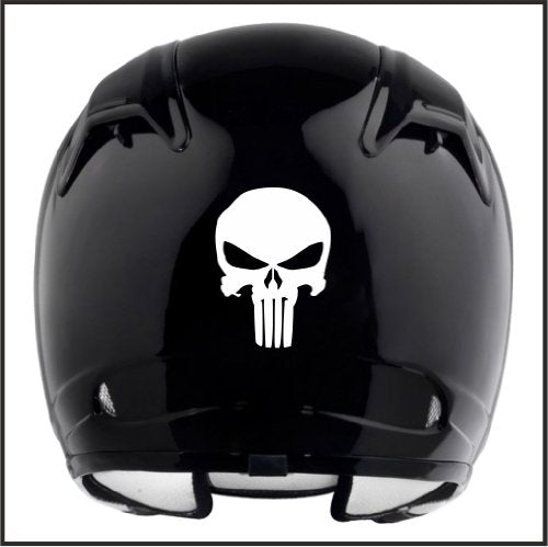 Punisher Logo Helmet Motorcycle Decal Sticker M1 3"x 2 1/4" Reflective White