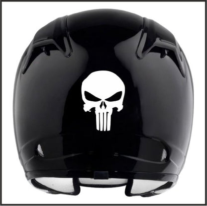 Punisher Logo Helmet Motorcycle Decal Sticker M1 3"x 2 1/4" Reflective White