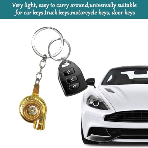 Car Parts Model Key Chains, Car Lovers Key Chain Set, Metal Car Parts Keyring, Universal Turbo Keychain for Car Lovers (K6-Gold), 3.94*0.43inches - color: K6-gold