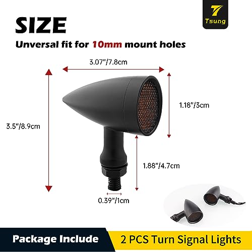 TSUNG Bullet LED Turn Signal Light Motorcycle Front Rear Indicator Small Blinker Universal for Cruiser Chopper Bobber Cafe Racer Street Bike (A-Black-Amber) - color: A-Black-Amber
