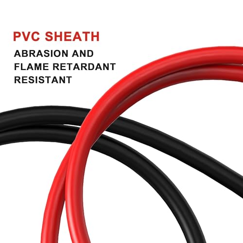 4 AWG Battery Cable, 4 AWG 32 Inch Pure Copper Battery Inverter Cables with 3/8" Tabs on Both Ends Set for Automotive Solar Power Inverter Marine Boat RV Car Motorcycle (Red and Black) - size: 32 Inch
