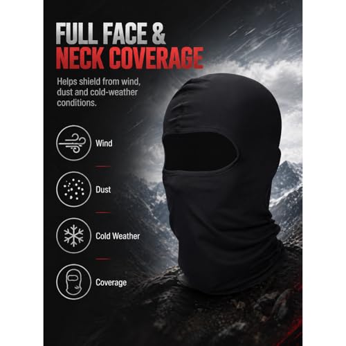 9 Pack Ski Mask for Men Balaclava Full Face Mask Breathable Winter Windproof Hood for Motorcycle Snowboard - color: Black, style: Balaclava