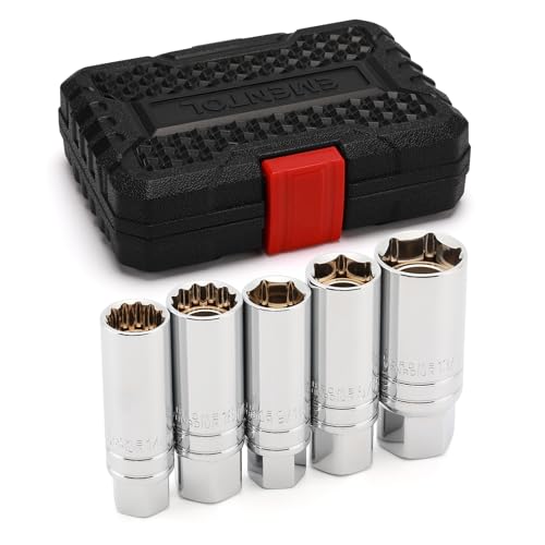 EMENTOL 5PCS 3/8" Drive Magnetic Spark Plug Socket Set, CR-V, Includes 14mm, 16mm Thin Wall Sockets and 9/16", 5/8", 13/16" - size: 5-Piece Set (Magnetic)