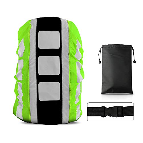LAMA Waterproof Rain Cover for Backpack, Reflective Rainproof Protector for Anti-dust and Anti-Theft S 18L-25L Black - color: Square Green, size: S (For 18L-25L backpack )