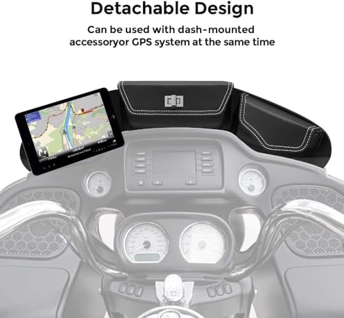 KEMIMOTO Windshield Bag Batwing Fairing Pouch Compatible with 2014-2024 2025 Touring Street Glide Road Glide FLHX FLH Pouch Pocket with White Stitching - style: After 2014