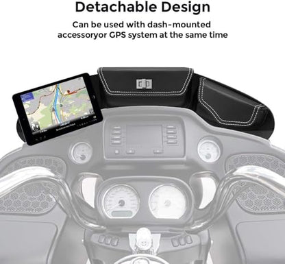 KEMIMOTO Windshield Bag Batwing Fairing Pouch Compatible with 2014-2024 2025 Touring Street Glide Road Glide FLHX FLH Pouch Pocket with White Stitching - style: After 2014