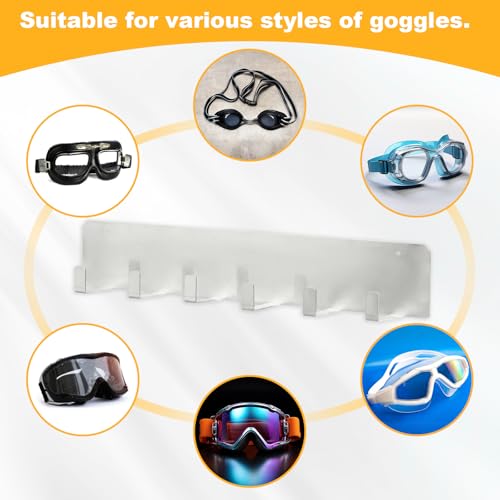 Blulu 2 Pack Aluminum Goggle Helmet Storage Rack Wall Mount 12 Hooks Goggle Organizer Hardware for Race Car Enclosed Trailer, Garage, Motorcycle Accessories