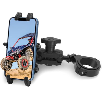 UTV Phone Mount, Heavy Duty Aluminum Alloy SXS Cell Holder for UTV Roll Cage, Anti-Vibration for 1.5"-2.0" Bars, Fits 4.9"-6.9" Smartphones - size: Fits 1.75”-2” Roll Cage