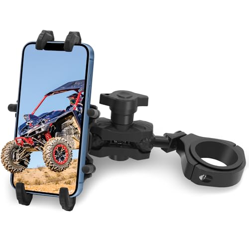 UTV Phone Mount, Heavy Duty Aluminum Alloy SXS Cell Holder for UTV Roll Cage, Anti-Vibration for 1.5"-2.0" Bars, Fits 4.9"-6.9" Smartphones - size: Fits 1.75”-2” Roll Cage