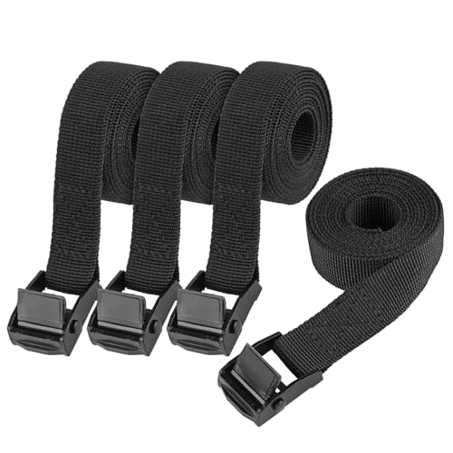 PEASUG Tie Down Straps, 4 Pcs Lashing Small Ratchet Straps with Buckles, 0.78" x 5' Adjustable Simple Cinch Cam Pull Suitable for Trucks, Cargo, Luggage Black - color: Black, size: 0.78" x 5'
