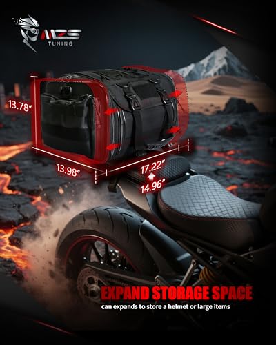 MZS Motorcycle Travel Luggage Bag, 54L Expandable Motorcycle Tail Bag Rack Trunk Saddle Storage, Motorbike Rear Seat Bag With Shoulder Strap Waterproof Rain Cover - size: 54L