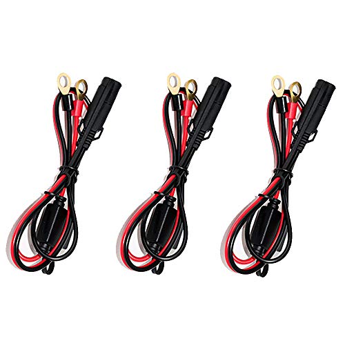 iMESTOU 3PCS 2FT SAE O Ring Terminal Harness Cables SAE Plugs Quick Disconnect with 10A Fuse 2 Pin Plugs Waterproof for 12V/24V Motorcycles, Trucks, ATV, UTV, Trucks (3PCS-Pack) - color: 3PCS-Pack