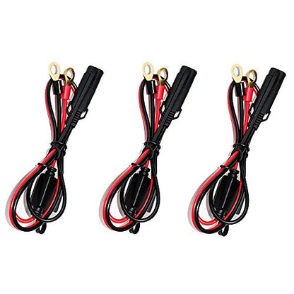 iMESTOU 3PCS 2FT SAE O Ring Terminal Harness Cables SAE Plugs Quick Disconnect with 10A Fuse 2 Pin Plugs Waterproof for 12V/24V Motorcycles, Trucks, ATV, UTV, Trucks (3PCS-Pack) - color: 3PCS-Pack