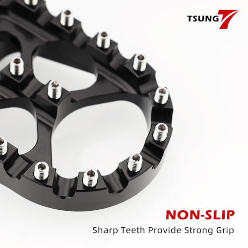 TSUNG Off Road Motorcycle Foot Pegs MX Style Footpegs – Compatible with Dyna, Fatboy, Sportster, Iron 883, CNC Wide 360° Rotating Foot Pedals (Black) - color: Black