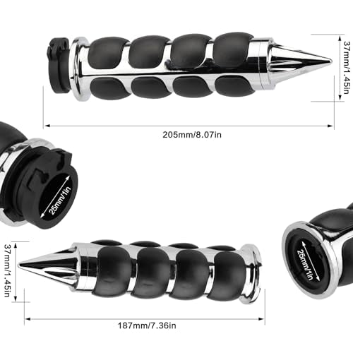 Motorcycle Hand Grips 1 Inch 25MM Handlebar Grip Throttle Non-Slip Universal Compatible with Harley Davidson Dyna Sportster 883 Road King Electra Glide Street Glide - color: Chrome-E