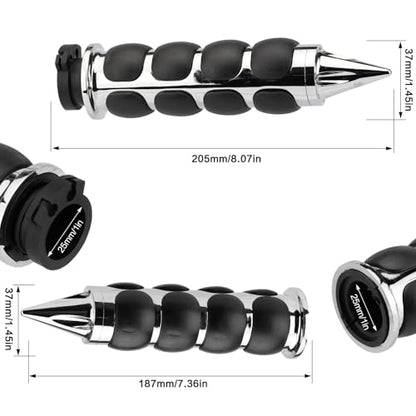 Motorcycle Hand Grips 1 Inch 25MM Handlebar Grip Throttle Non-Slip Universal Compatible with Harley Davidson Dyna Sportster 883 Road King Electra Glide Street Glide - color: Chrome-E