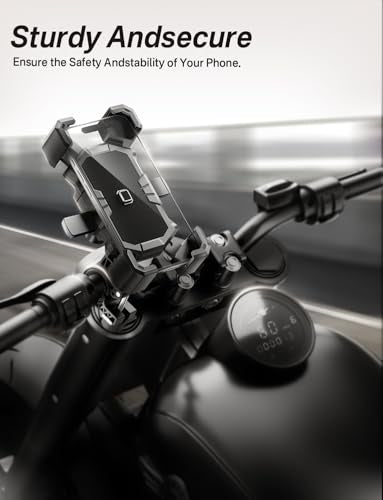 Delobon Bike Phone Holder Handlebar,Motorcycle Phone Mount,ATV Cell Phone Clamp,Scooter Phone Clip for iPhone 15 Pro Max14 13 12plus, Samsung S24Ultra S23 and More 4.7" to 7.0" inch Phone
