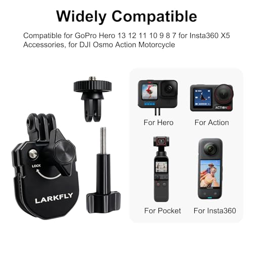 Motorcycle Windshield Clip Camera Mount, Aluminum Alloy Motorbike Windscreen Clamp Mount with 1/4” Adapter for Gopro Hero DJI Action 5 4 3 2 OSMO 360 for insta360 Ace Pro 2 Action Camera