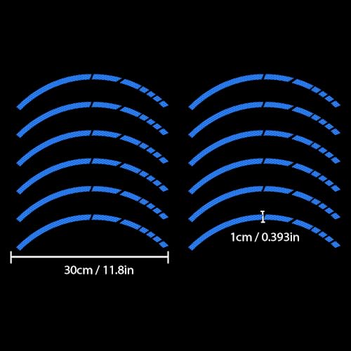 12PCS Reflective Car Wheel Stickers, Night Safety Warning Bicycle Stickers, Anti-Scratch Reflective Rim Decals for Car Motorcycle Cycling Bike (Blue) - color: Blue