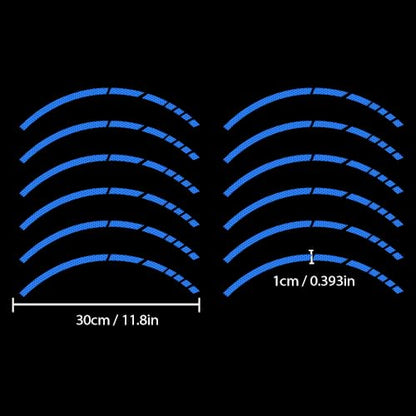 12PCS Reflective Car Wheel Stickers, Night Safety Warning Bicycle Stickers, Anti-Scratch Reflective Rim Decals for Car Motorcycle Cycling Bike (Blue) - color: Blue