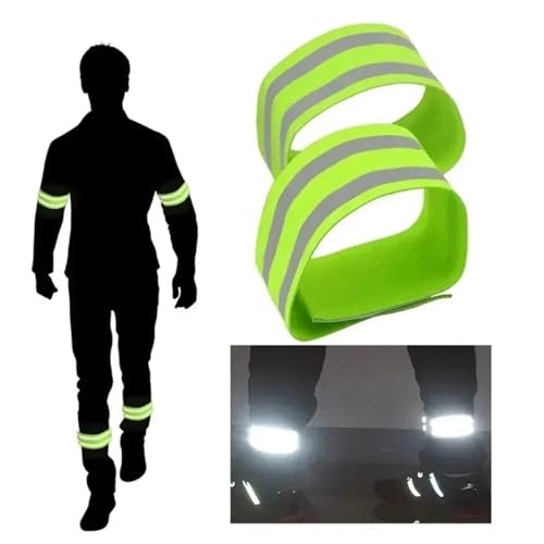 28PCS Reflect Straps for Night Walking Cycling Running Safety Reflector Tape Reflective Bands for Wrist Arm Ankle Leg High Visibility Green