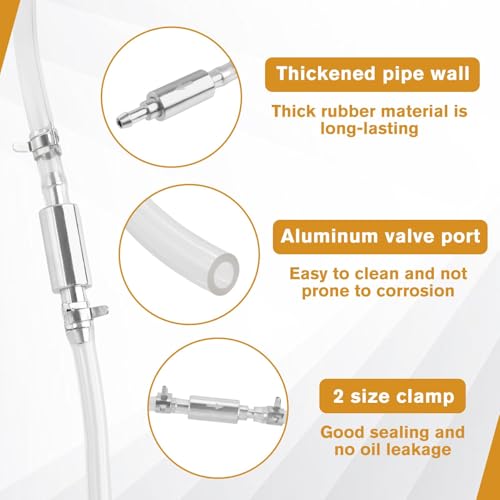 Brake Bleeder Hose, 2 Set One Way Check Valve Tube Bleeding Tool Kit for Car Motorcycle Clutch, Universal Brake Fluid Bleeder Kit, Soft Tube with Metal Clip, Car Clutch Fluid Replacement Hose