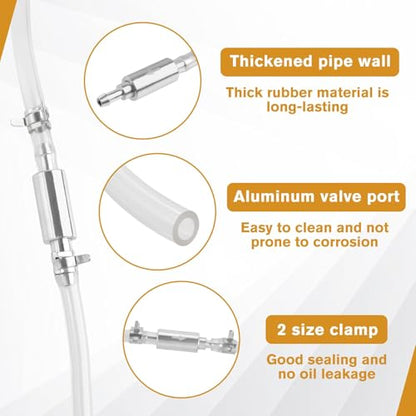 Brake Bleeder Hose, 2 Set One Way Check Valve Tube Bleeding Tool Kit for Car Motorcycle Clutch, Universal Brake Fluid Bleeder Kit, Soft Tube with Metal Clip, Car Clutch Fluid Replacement Hose
