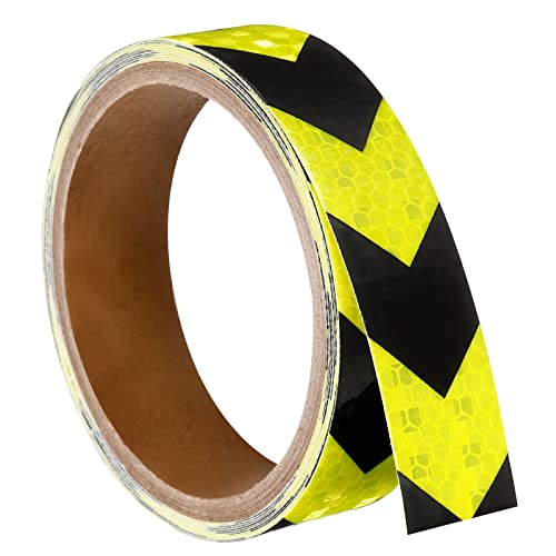 PATIKIL Reflective Tape, 1 Roll 10 Ft x 1-inch Waterproof Adhesive High Visibility Caution Warning Safety Tape Reflector for Trucks Trailers Cars, Arrow Fluorescence Yellow Black - color: Fluorescence Yellow Black, size: 10 ft x 1-inch