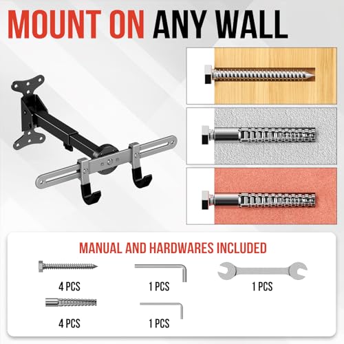 Heavy-Duty Bike Wall Mount for Garage Aluminum Alloy & Steel Folding Bicycle Rack,360° Rotation,Adjustable Hook, 66lbs Capacity Horizontal Indoor Bike Storage, for Road Mountain Hybrid Bikes - size: 1 PACK