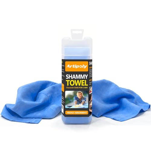 ARTIPOLY Premium Shammy Cloth for Car Drying (34”x25”)-Super Absorbent Chamois Towel for Car-Reusable Shammy Towel for Car, Bathroom,Pets, Dust Remove, No Spots/Streak/Scratch, Blue - color: Blue, size: 1pk 34"x25"