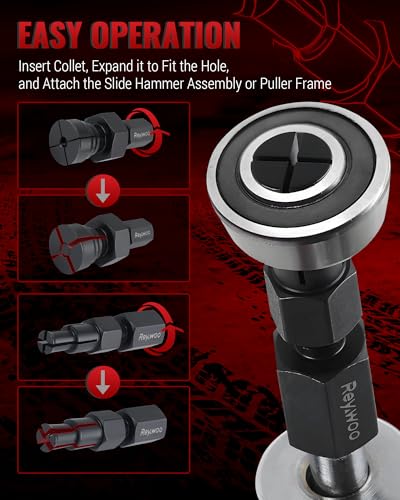 Reywoo Blind Hole Collet Bearing Puller Set, Motorcycle Wheel Bearing Puller Set with Expandable Collets 8-32mm, Slide Hammer Bearing Puller Set for Removing Motorcycle Bearings - style: 13pcs 8-32mm