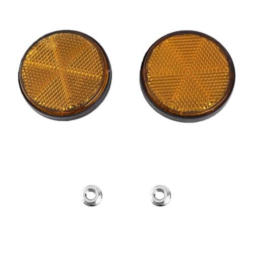 Dweekiy Orange Round Reflector,2 Pcs Round Reflector Universal Motorcycle Bike Red Reflector PMMA Material