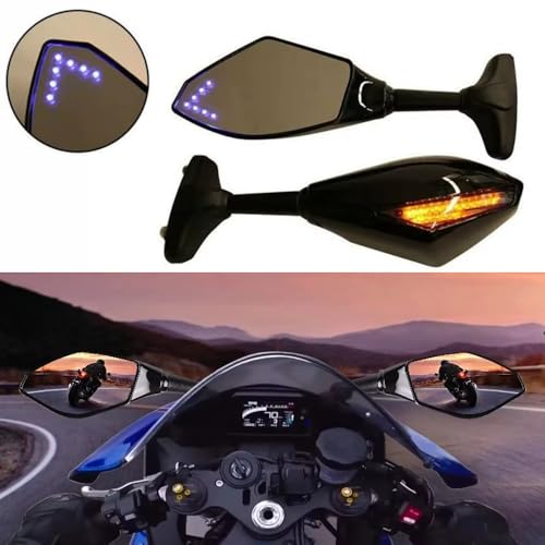 Motorcycle Rearview Mirror LED Turn Signal Mirror Running Light Rear View Mirror for CBR1000F CBR600F CBR900RR YZF FZ1 FZR600