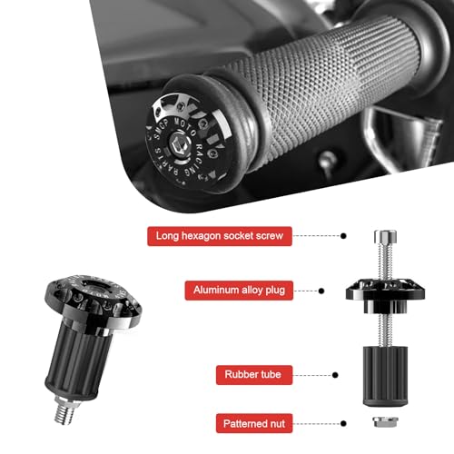 2 PCS Motorcycle Bar End Plugs, 7/8" Anti-vibration Balance Weight Grip Cap, Alloy Rustproof Handlebar End Plug, Modified Replacement for E-bike Scooter Off-road Motorcycle (Black) - color: Black