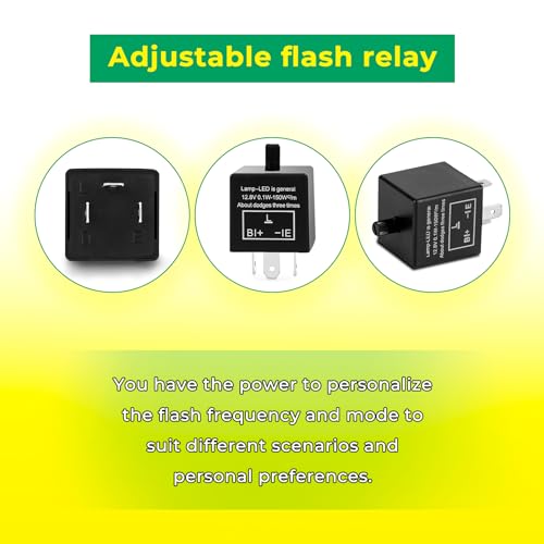 Universal Motorcycle Turn Signal Light Kit with Wiring Harness & Adjustable Flash Relay, 4PCS Amber LED Indicator Lights, Horn Switch Handlebar Control, Plug and Play for Dirt Bike Scooter ATV