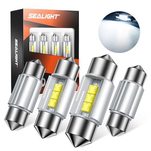 SEALIGHT 31mm DE3175 LED Bulbs DE3021 DE3022 LED Bulbs CSP-2525 Ceramic Chipsets 6500K White Super Bright Error Free CANBUS Interior Car Light for Dome Map Door License Plate Lights Bulbs (Pack of 4) - color: White, size: 31mm - 4 Pack