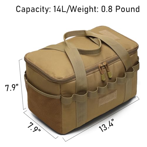 Tactical Camping Storage Bag 14L Tactical Utility Tote Bag Camping Cookware Organizer Trunk Organizer - color: Coyote Brown