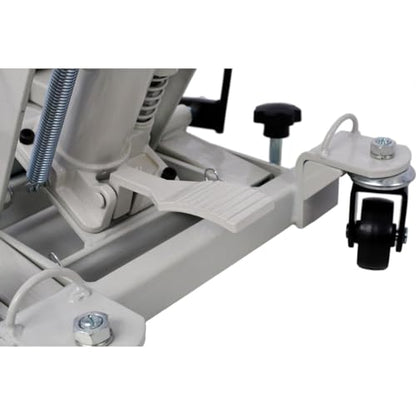 1500 Lbs Capacity Hydraulic Motorcycle Lift Jack - Gray Steel ATV Scissor Lift Table with Wheels and Safety Features