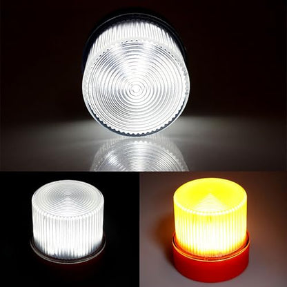 Marhynchus Traffic Emergency Light, Portable LED Strobe Beacon with Magnetized Roof Mount and Hook IP67 Water Proof for Car Motorcycle Truck Roadside Emergencies (Yellow White) - color: Yellow White