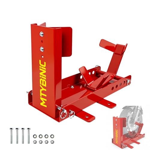 Motorcycle Wheel Chock for Trailer, Alloy Steel Motorcycle Stand Upright for Garage, Adjustable Motorcycle Front Wheel Chock for Truck Bed,Fits 16"-21" Wheels for Harley, Cruiser, Sportbike (Red) - color: Red