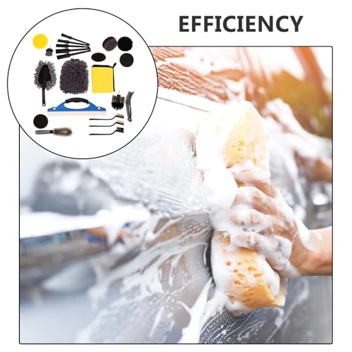 23pcs Car Cleaning Brush Kit with Wheel Drill Brush Set for Interior and Exterior Auto Detailing, Tire Cleaning, Motorcycle Chain Maintenance, and Brake Dust Removal